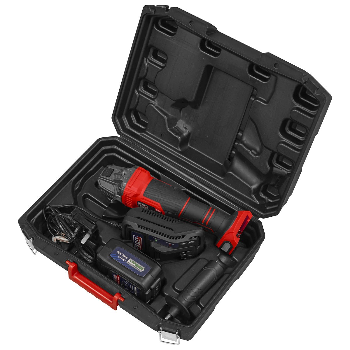 Sealey 115mm Cordless Angle Grinder 18V 3Ah - Red CP401LI