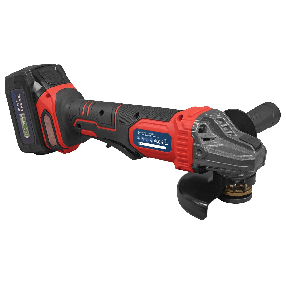 Sealey 115mm Cordless Angle Grinder 18V 3Ah - Red CP401LI