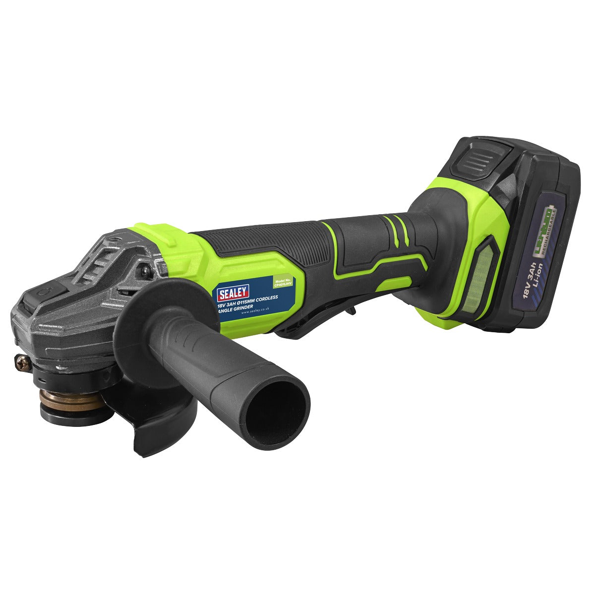 Sealey 115mm Cordless Angle Grinder 18V 3Ah - Green CP401LIHV