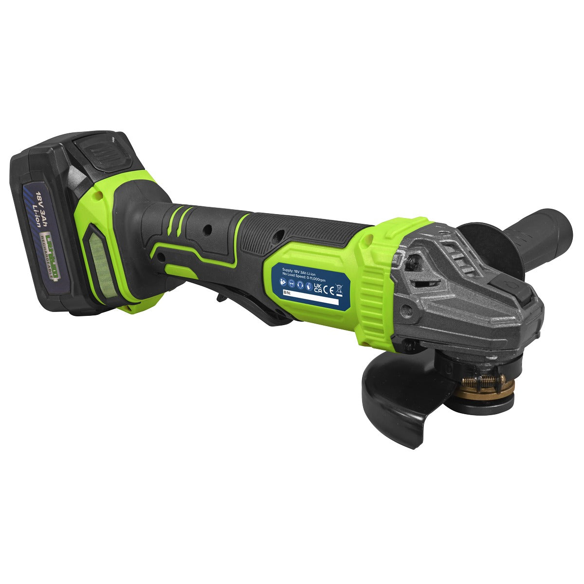 Sealey 115mm Cordless Angle Grinder 18V 3Ah - Green CP401LIHV