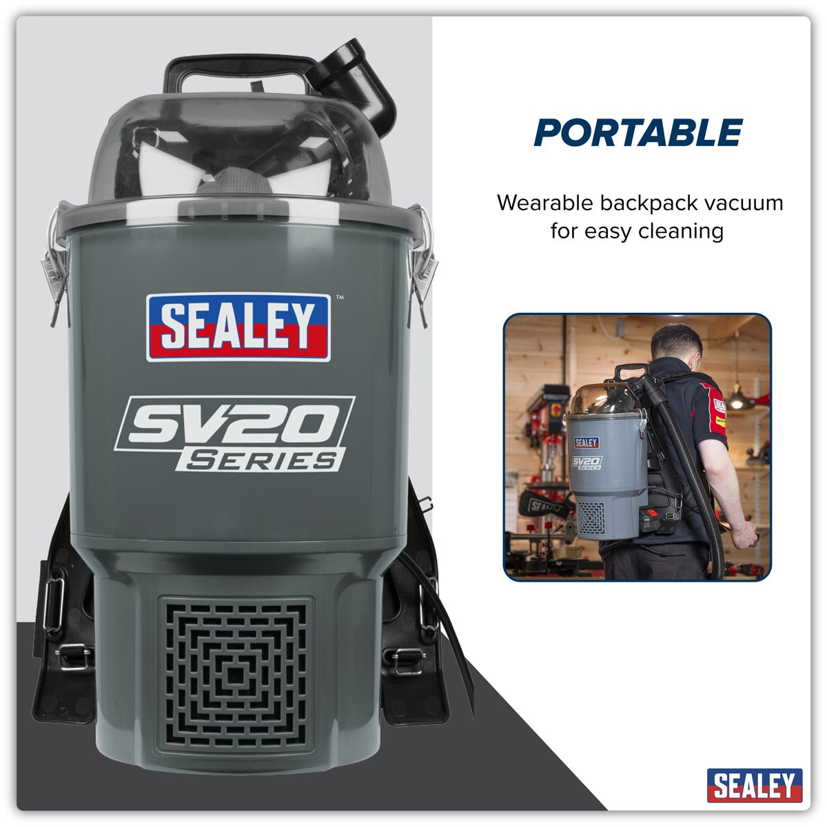 Sealey SV20 Series Backpack Vacuum Cleaner 40V - Body Only CP40VBV