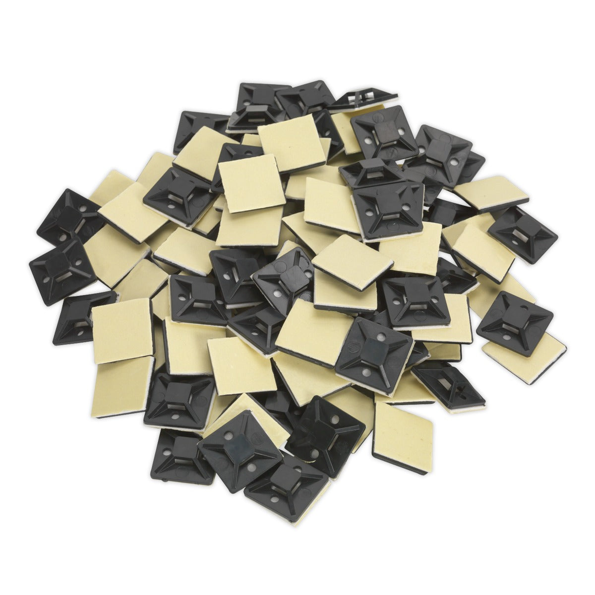 Sealey Self-Adhesive Cable Tie Mount 25 x 25mm, Black - Pack of 100 CTM2525B