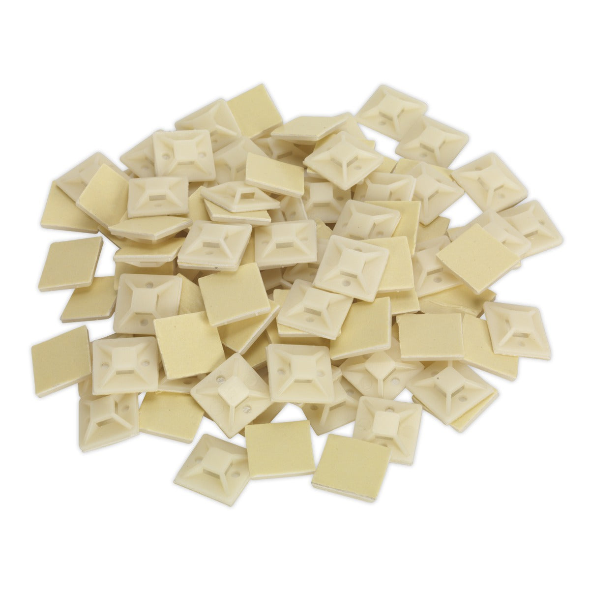 Sealey Self-Adhesive Cable Tie Mount 25 x 25mm, White - Pack of 100 CTM2525W