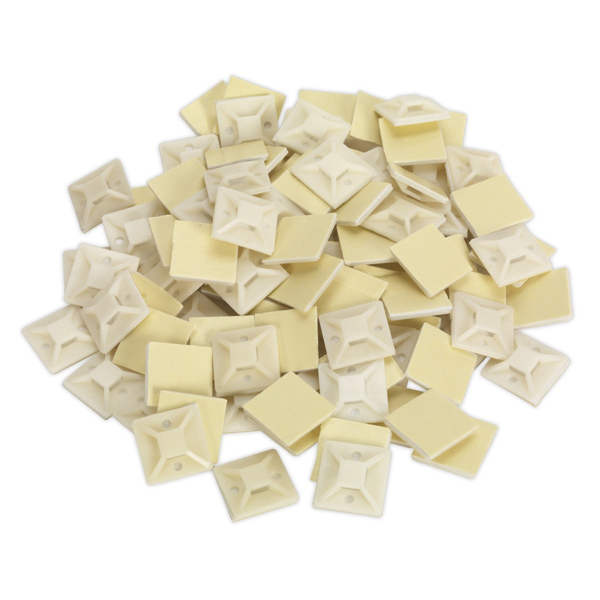 Sealey Self-Adhesive Cable Tie Mount 30 x 30mm, White - Pack of 100 CTM3030W