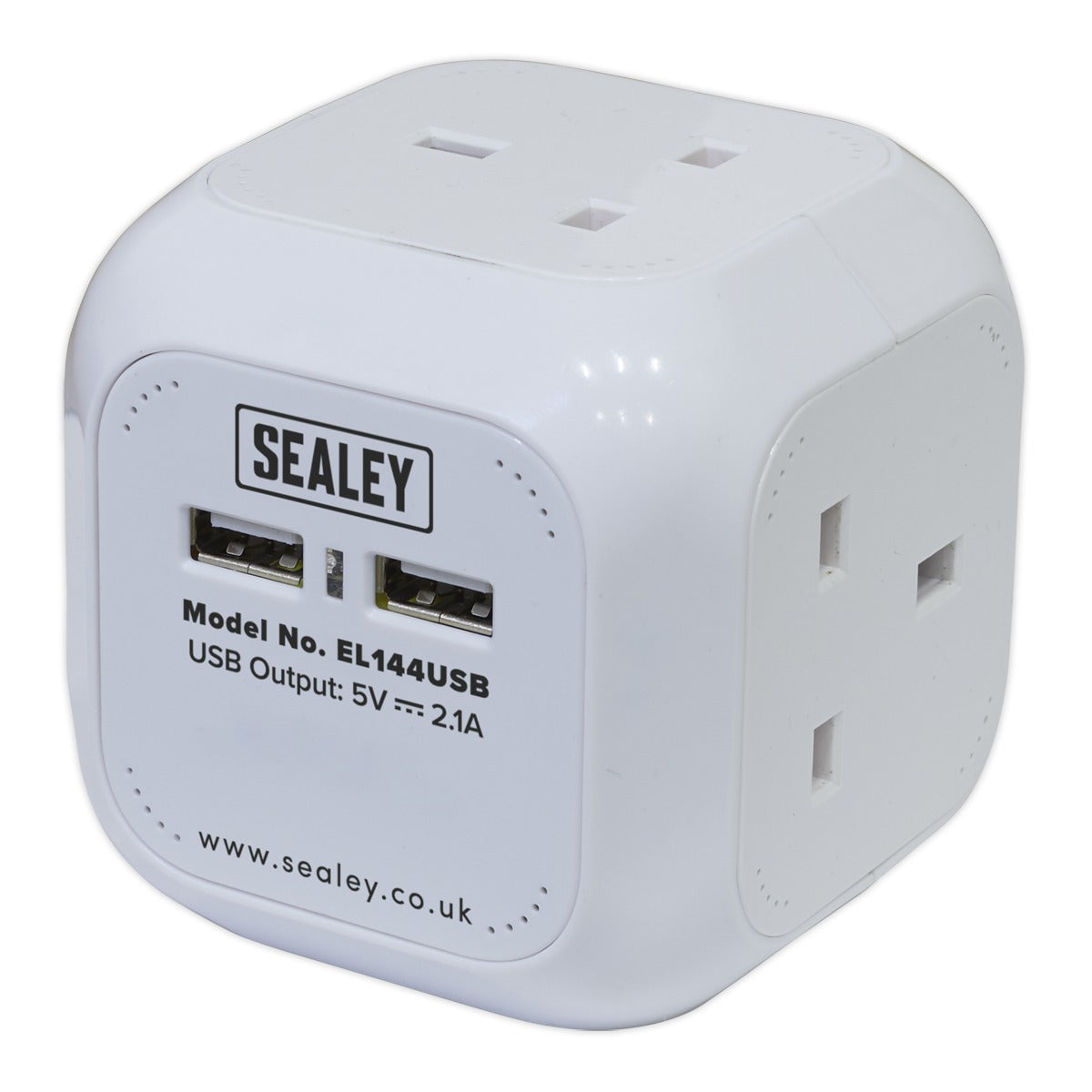 Sealey 1.4m Extension Cable Cube 4 x 230V & 2 x USB - White EL144USB