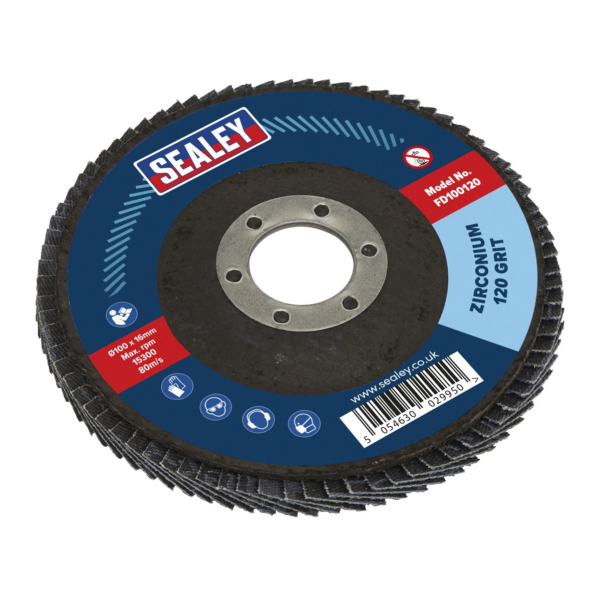 Sealey 100mm Zirconium Flap Disc 120Grit 16mm Bore FD100120