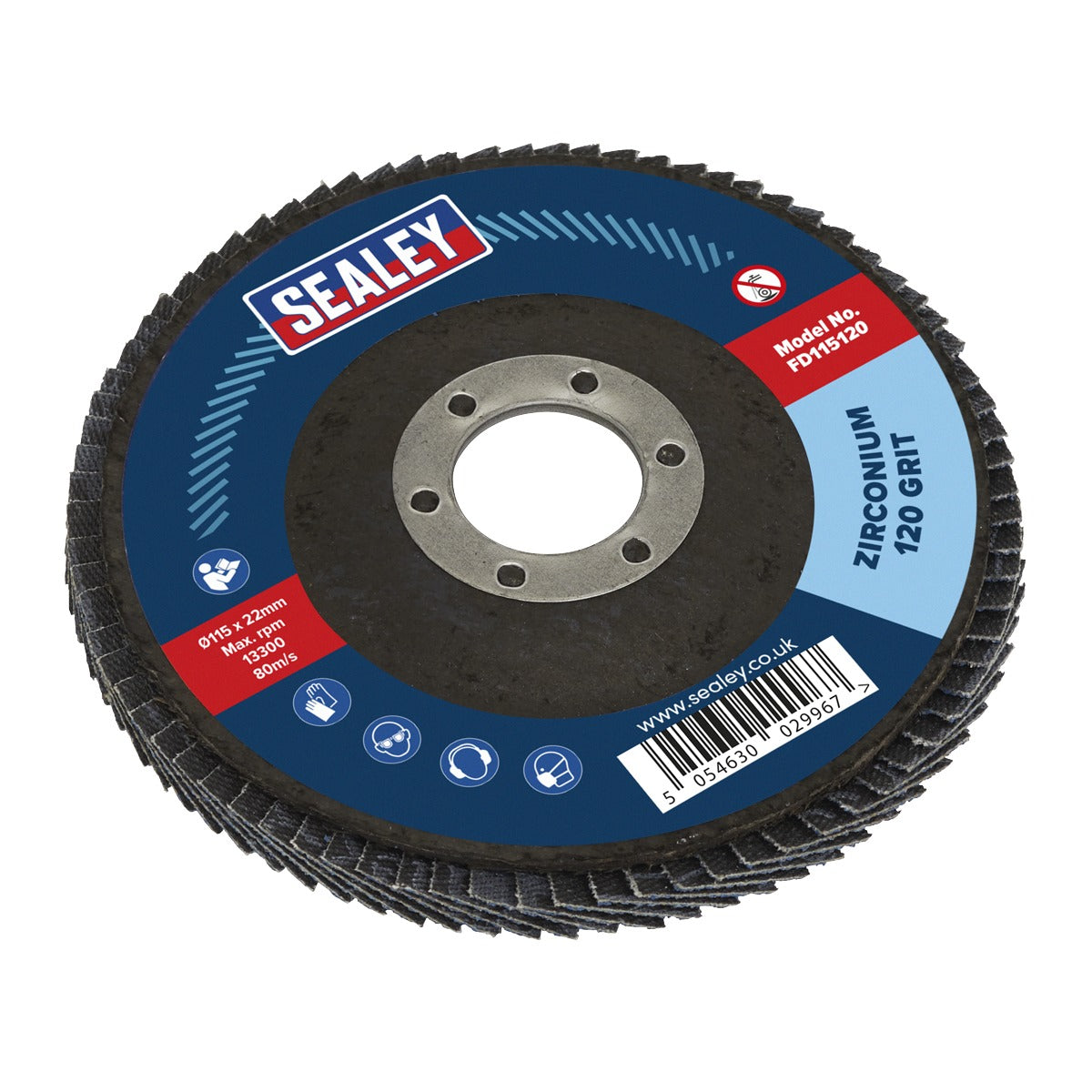 Sealey 115mm Zirconium Flap Disc 120Grit 22mm Bore FD115120