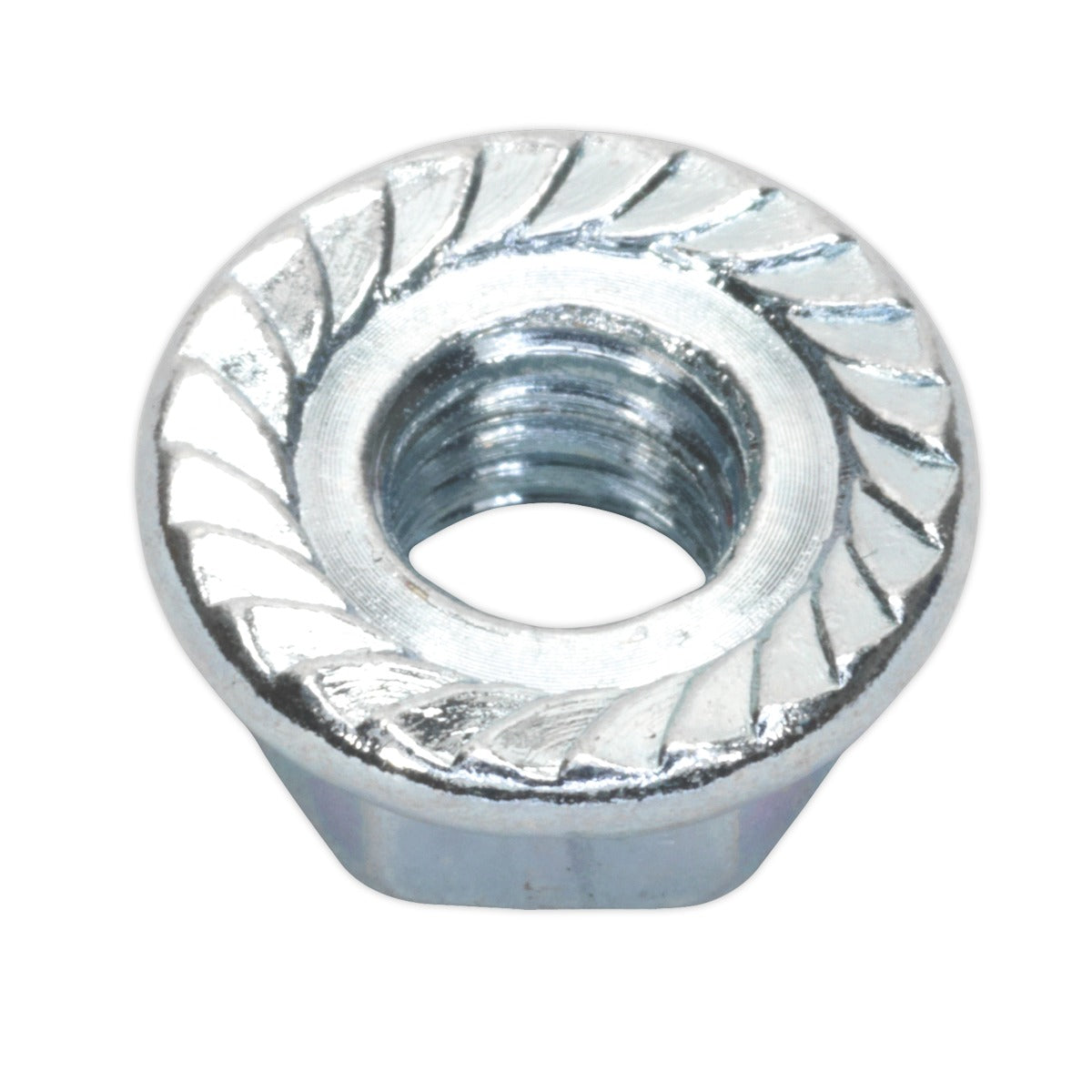 Sealey Zinc Plated Serrated Flange Nut M8 - Pack of 100 FN8