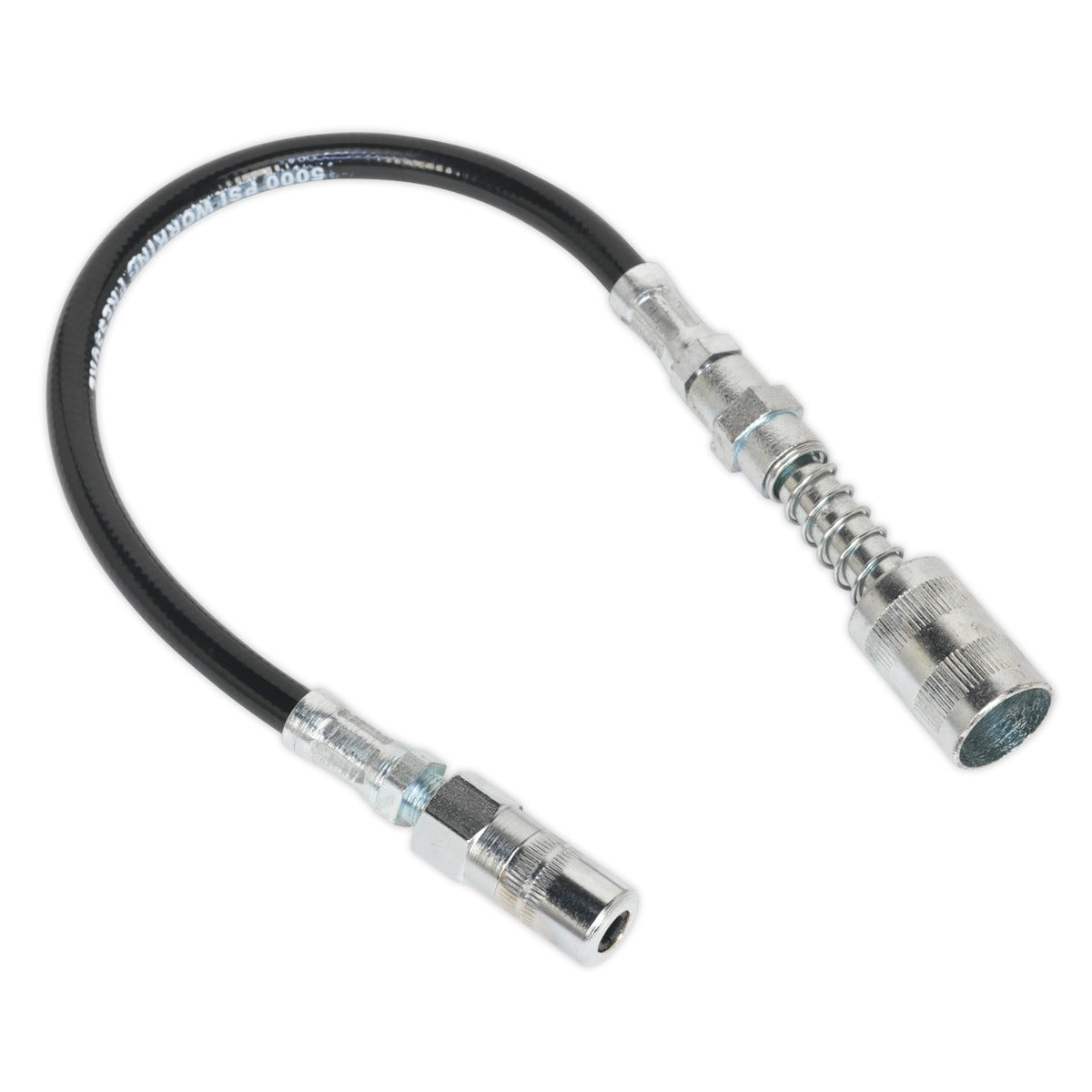 Sealey Flexible Rubber Grease Gun Delivery Hose with 4-Jaw Connector & Quick Release Coupling 300mm GGSF300