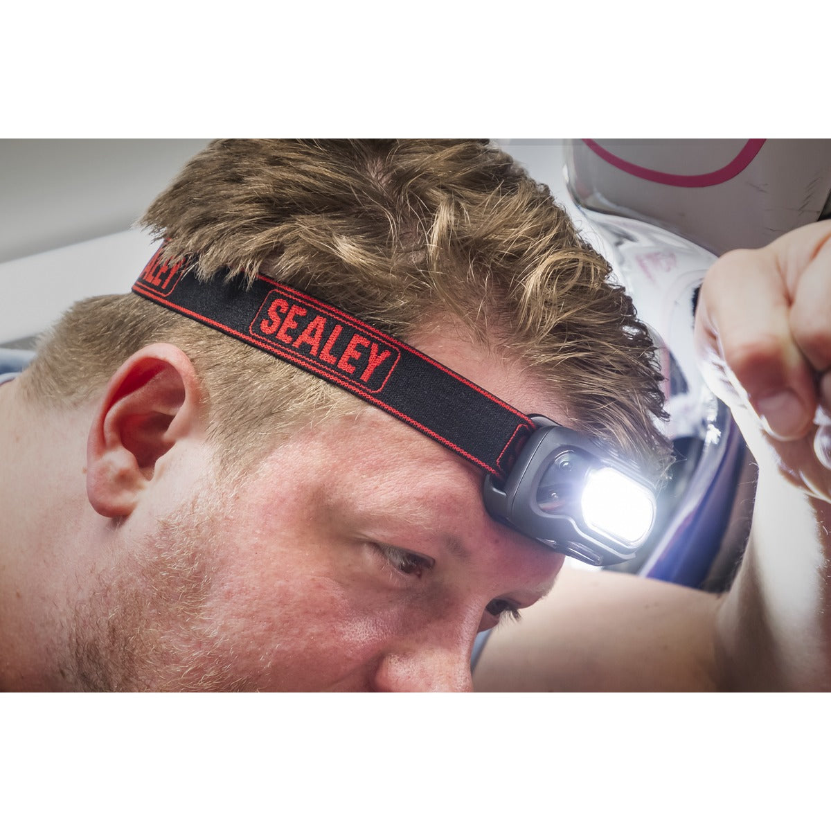 Sealey Rechargeable Head Torch with Auto-Sensor 8W COB LED HT08R