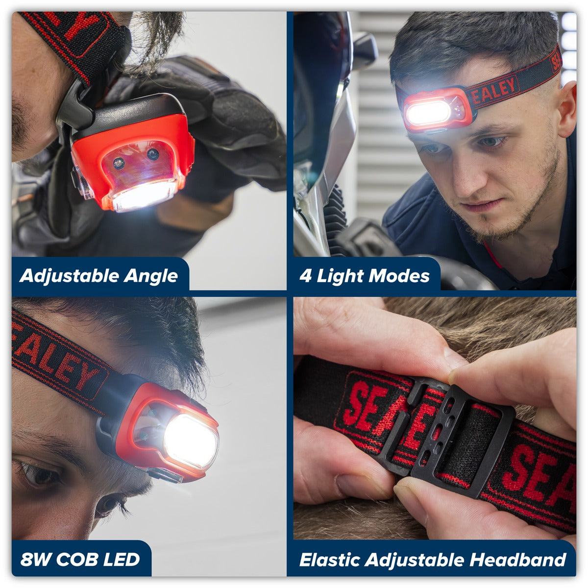 Sealey Rechargeable Head Torch with Auto-Sensor 8W COB LED HT08R