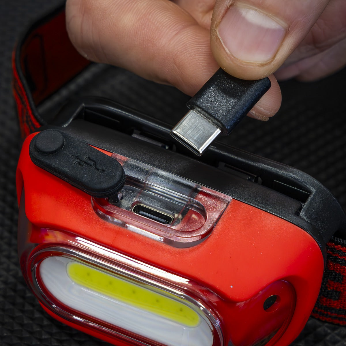 Sealey Rechargeable Head Torch with Auto-Sensor 8W COB LED - Red HT08RR