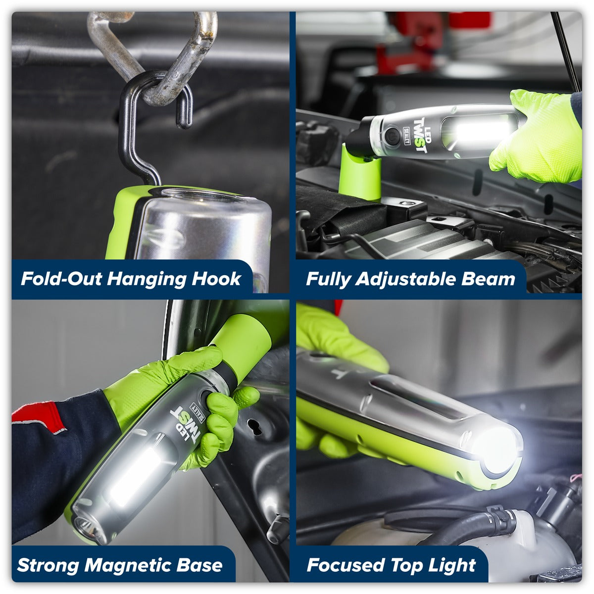 Sealey Rechargeable LED Twist Inspection Light 20W COB + 3W SMD, 3000lm, Magnetic Base & Power Bank LED3001G