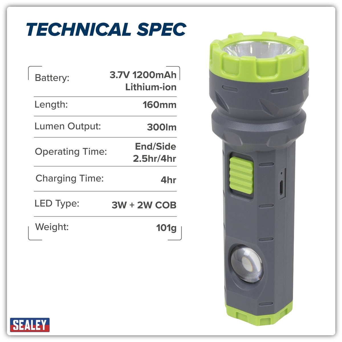 Sealey Dual Mode Hand Torch 3W & 2W COB LED LED302