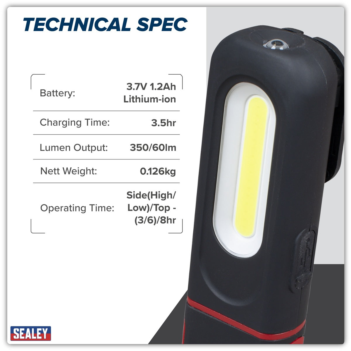Sealey LED Twist Rechargeable Inspection Light 3W COB & 3W SMD LED LED317