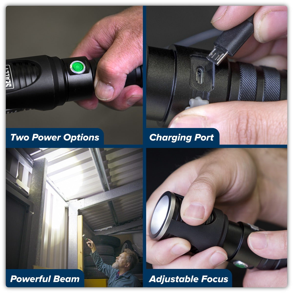 Sealey Rechargeable Aluminium Torch with Adjustable Focus 5W SMD LED LED4491