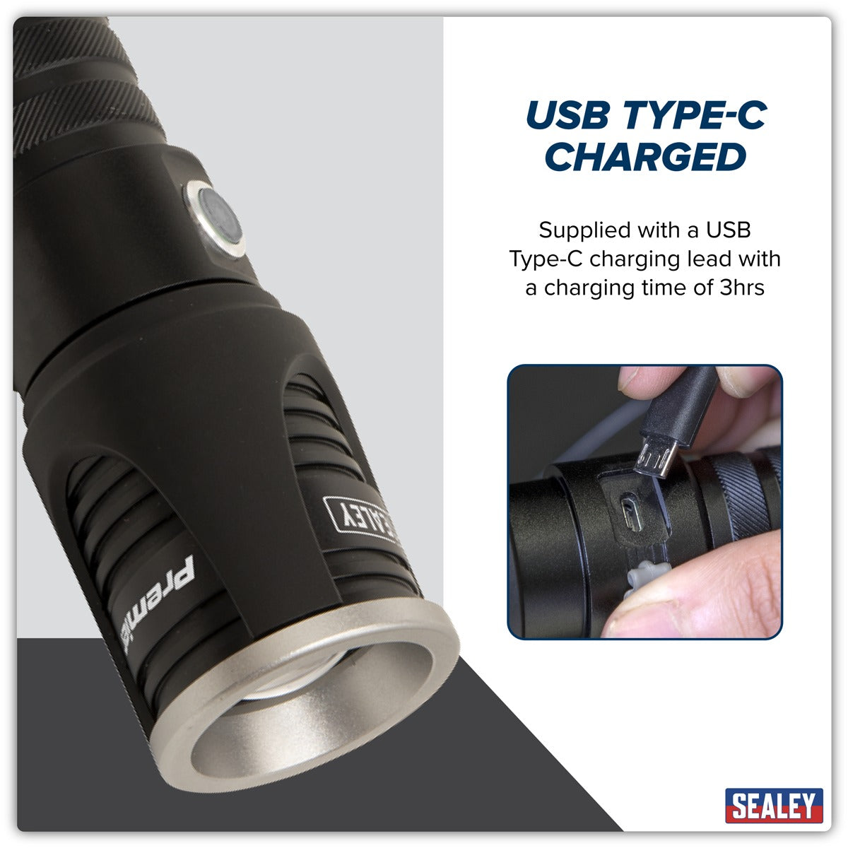 Sealey Rechargeable Aluminium Torch with Adjustable Focus 5W SMD LED LED4491