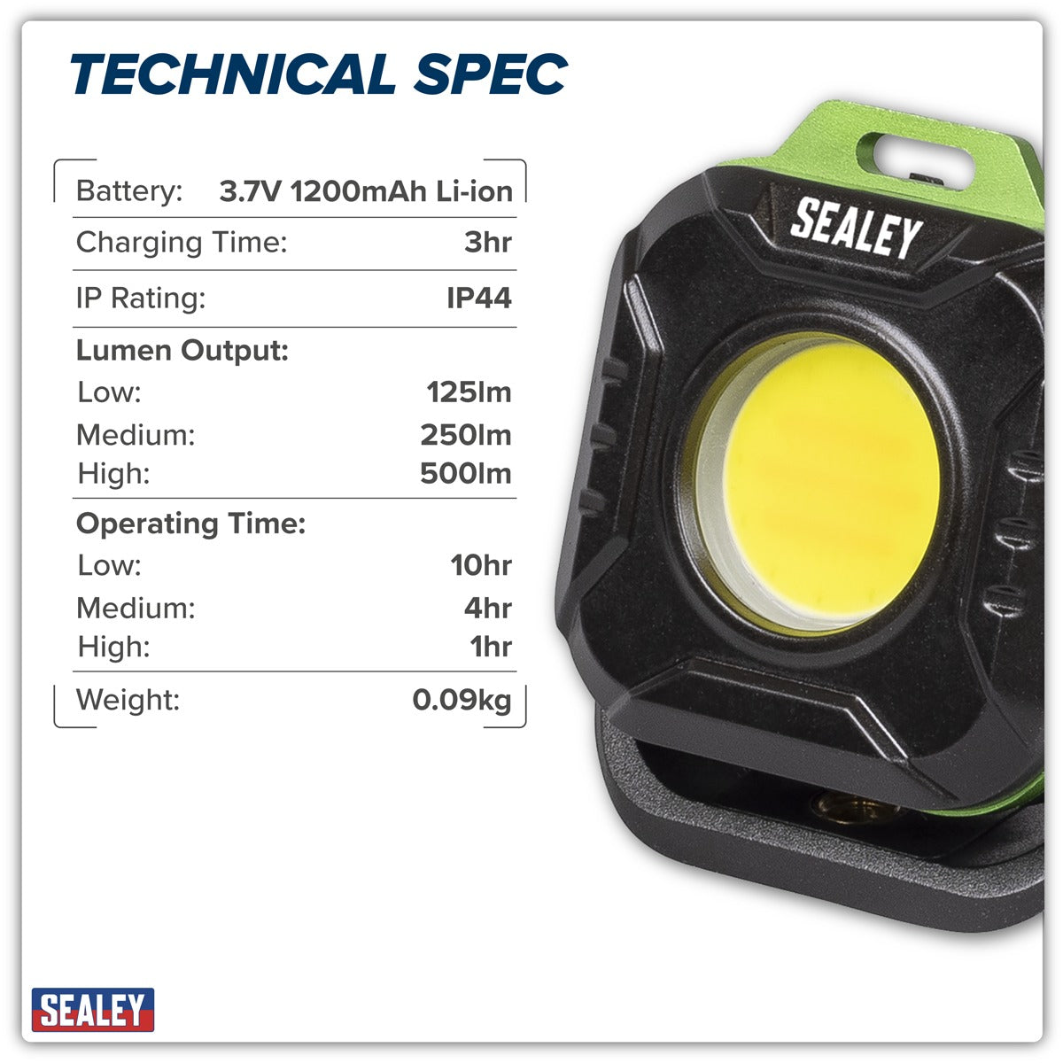Sealey Rechargeable Pocket Floodlight 5W COB LED LED500P
