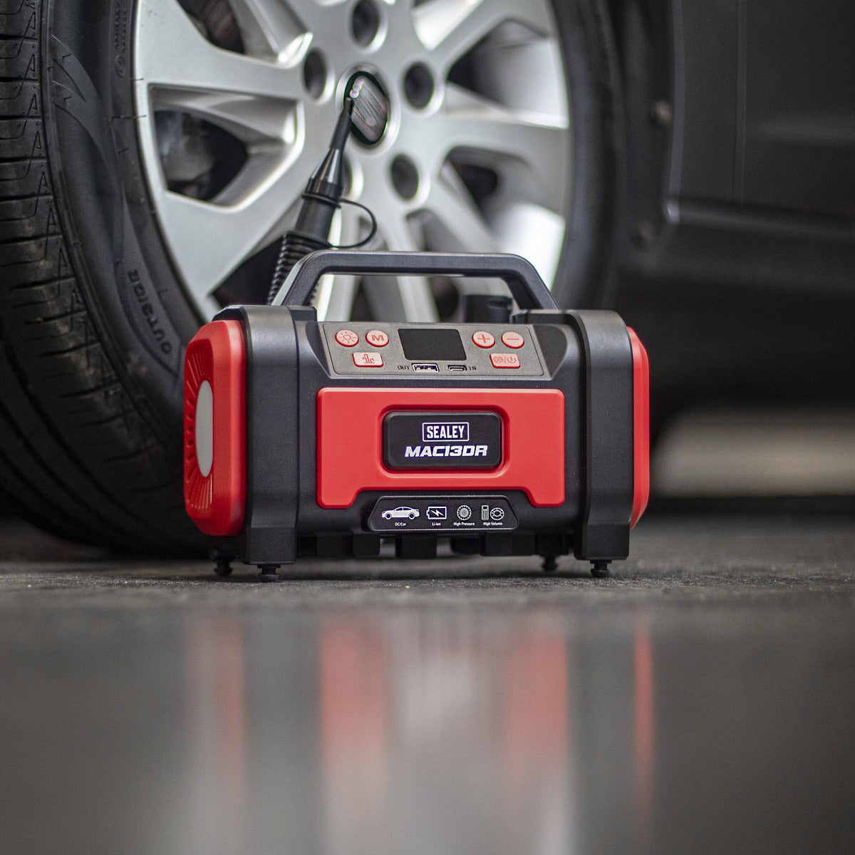 Sealey Rechargeable Tyre Inflator & High Volume Air Pump 12V MAC13DR