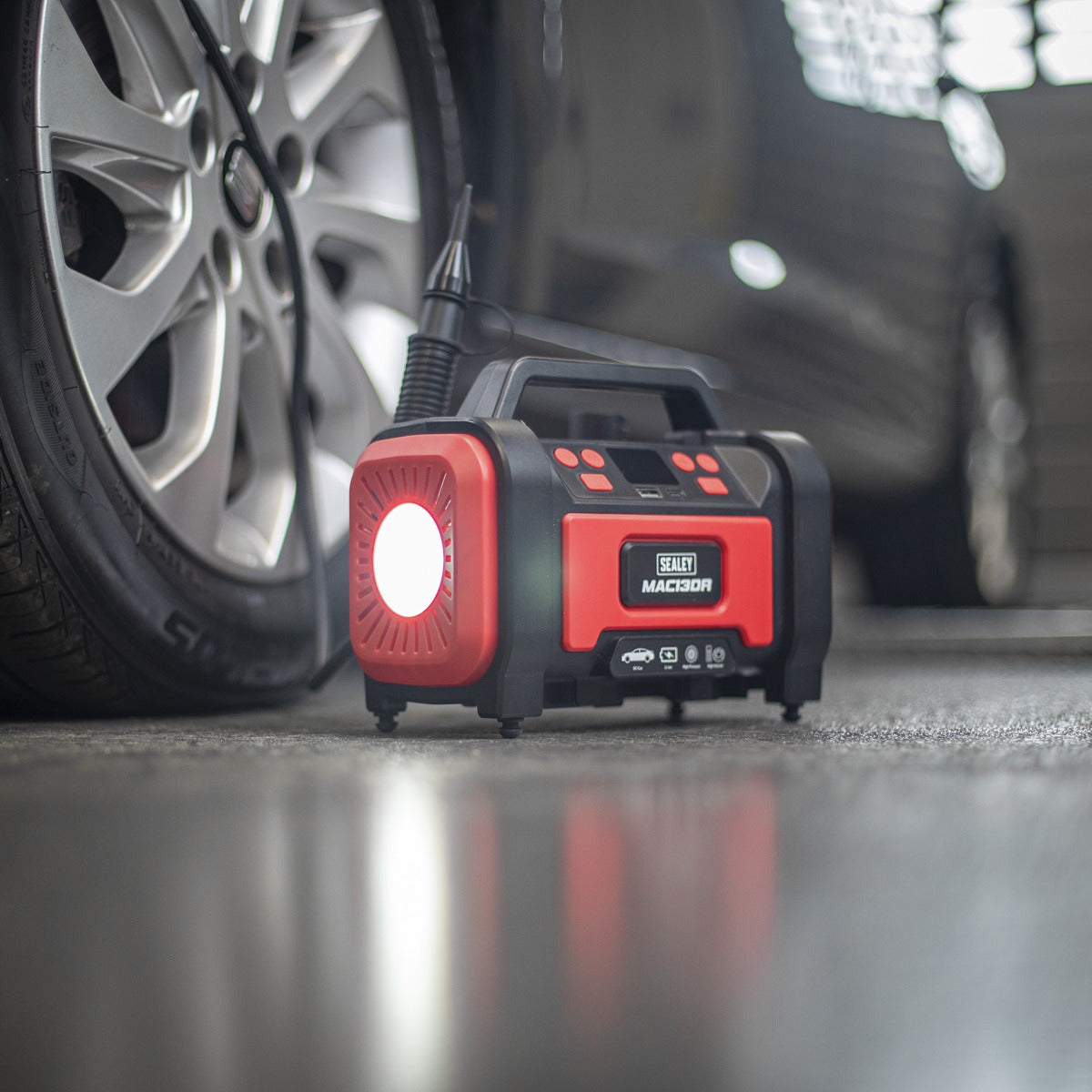 Sealey Rechargeable Tyre Inflator & High Volume Air Pump 12V MAC13DR