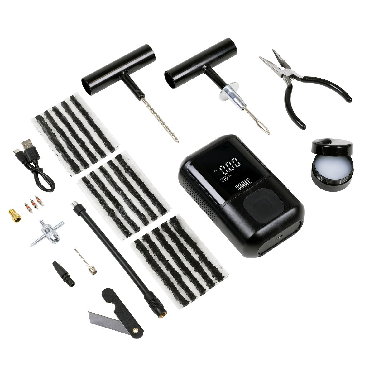 Sealey Temporary Puncture Repair Kit & Rechargeable Tyre Inflator MAC24