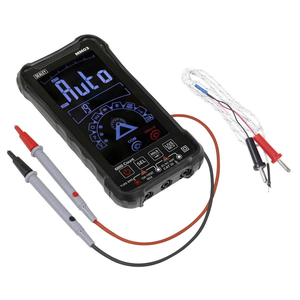 Sealey Touchscreen Rechargeable Auto-Ranging Digital Smart Multimeter 10-Function MM03