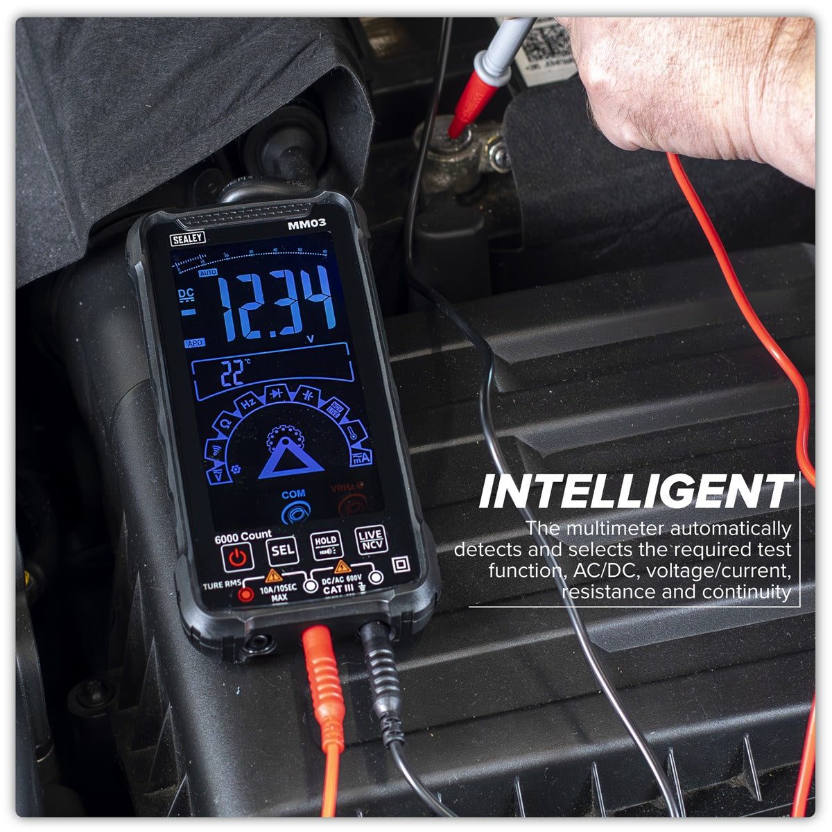 Sealey Touchscreen Rechargeable Auto-Ranging Digital Smart Multimeter 10-Function MM03