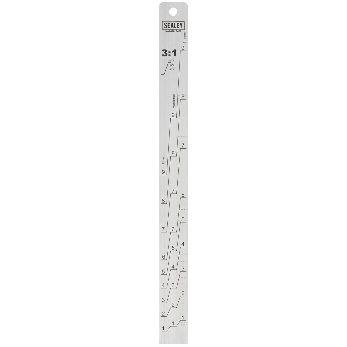 Sealey Aluminium Paint Measuring Stick 1:1/3:1 PA07
