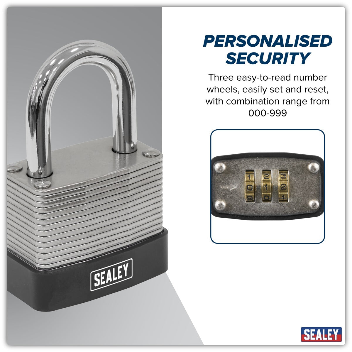 Sealey Steel Body Combination Padlock 40mm PL301C