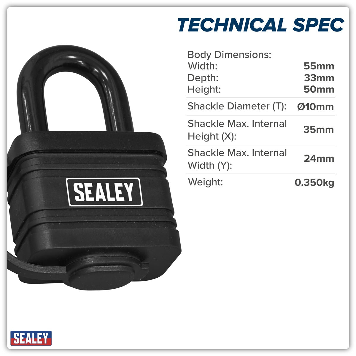 Sealey Steel Body Weatherproof Padlock 54mm PL302W