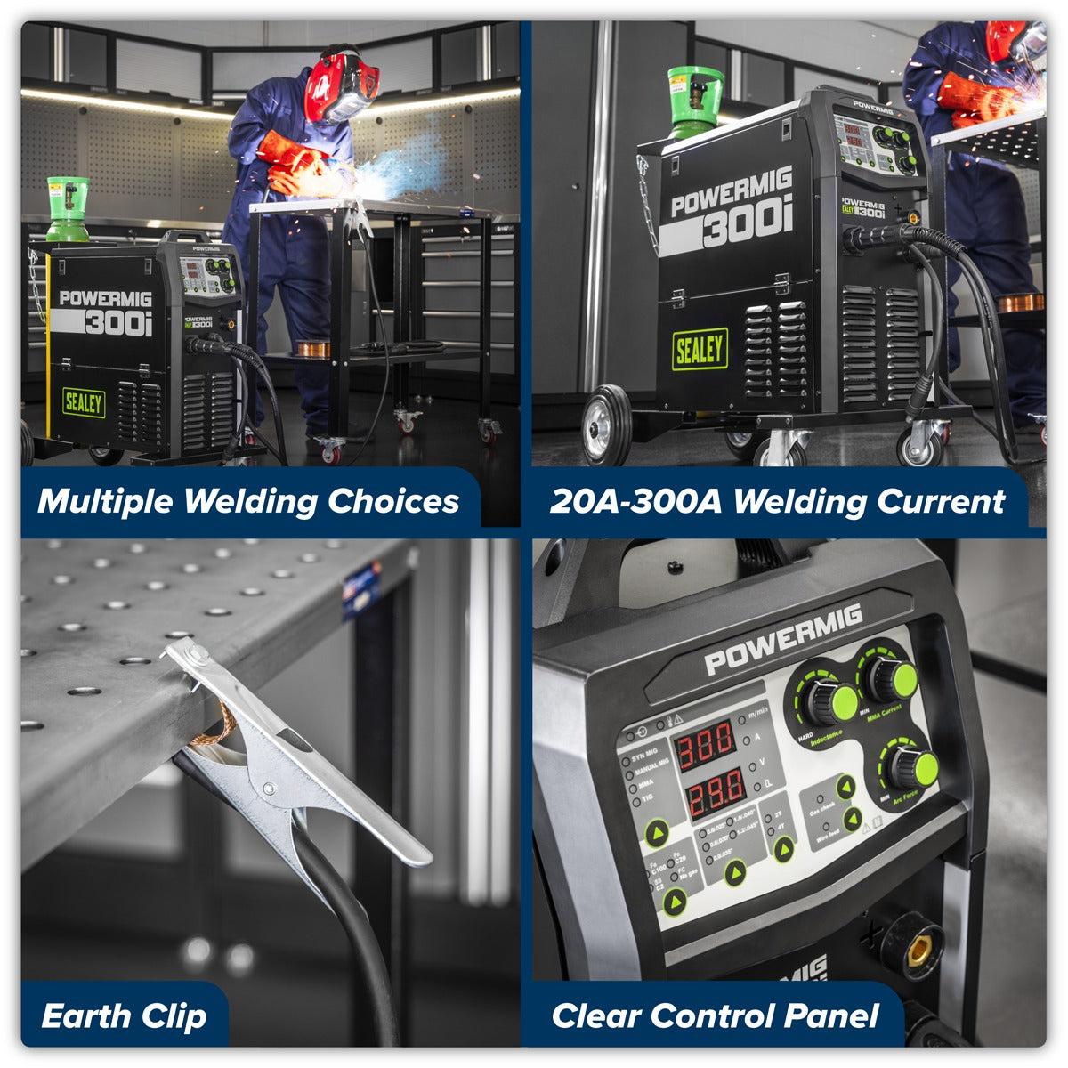 Sealey 300A Professional Gas/Gasless MIG/TIG/MMA Inverter Welder 400V 3ph POWERMIG300i