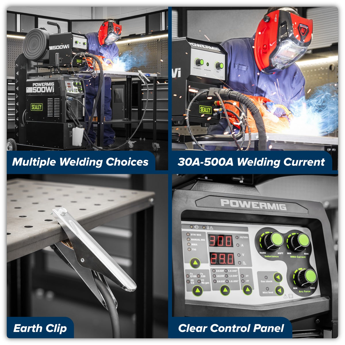 Sealey 500A Professional Gas/Gasless MIG/TIG/MMA Inverter Welder with Portable Wire Feeder & Water Cooler 400V 3ph POWERMIG500Wi