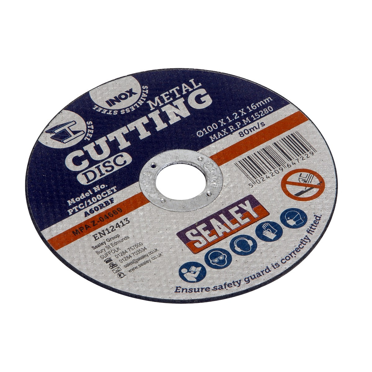 Sealey 100 x 1.2mm Cutting Disc 16mm Bore PTC/100CET