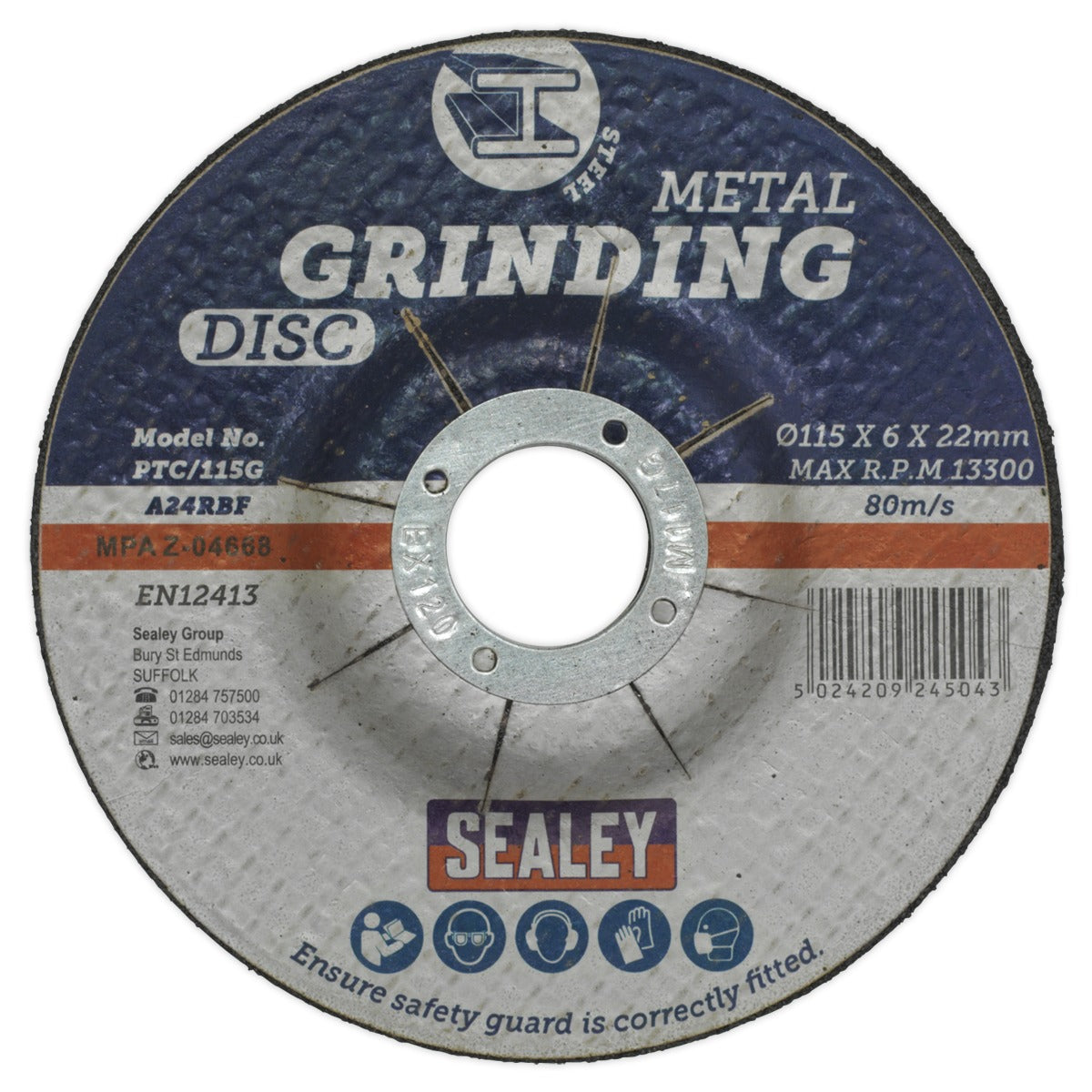 Sealey 115 x 6mm Grinding Disc 22mm Bore PTC/115G