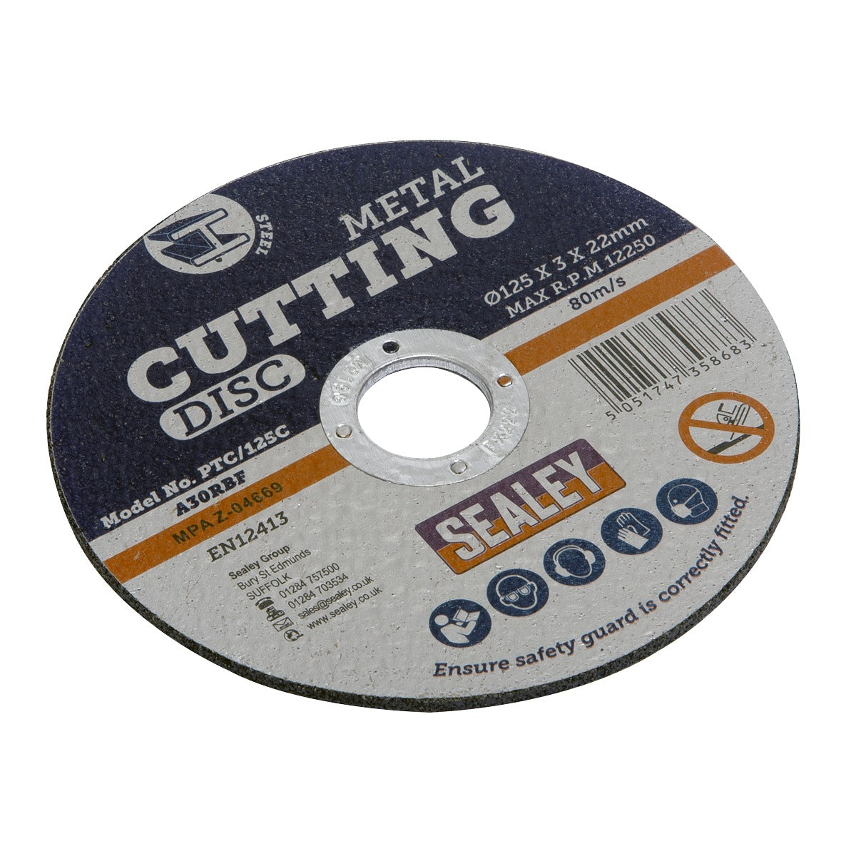 Sealey 125 x 3mm Cutting Disc 22mm Bore PTC/125C