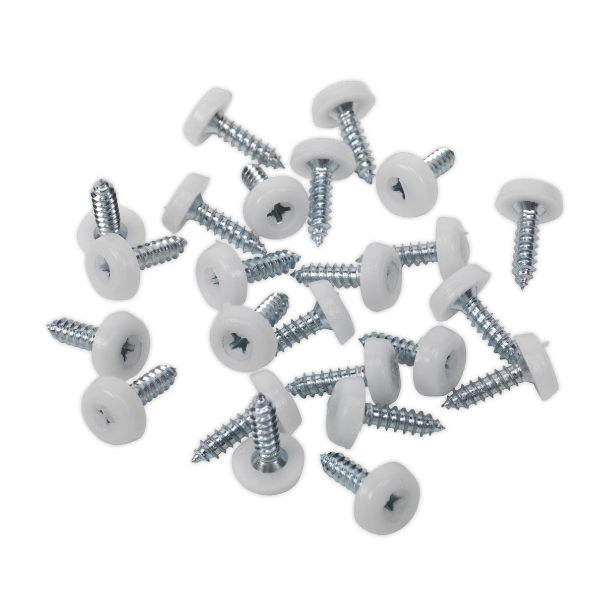Sealey Numberplate Screw with Plastic Enclosed Head 4.8 x 18mm, White - Pack of 50 PTNP1