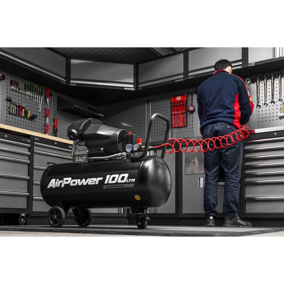 Sealey Air Compressor 100L V-Twin Oil Free Direct Drive 3hp SAC10002