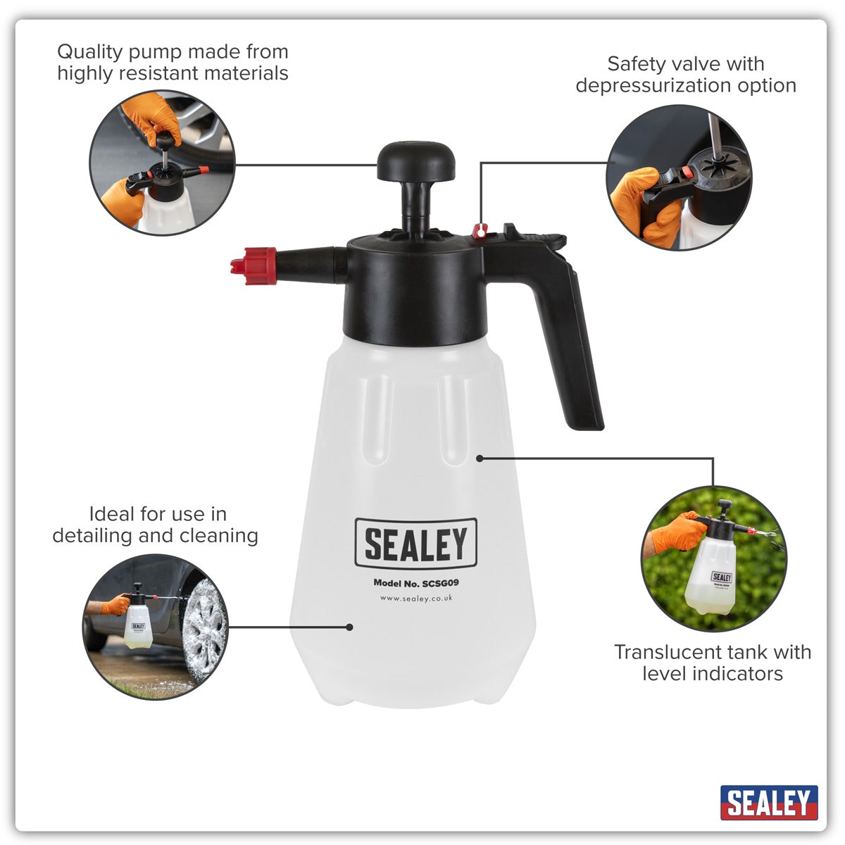 Sealey Snow Foaming/Detailing/Maintenance Pressure Sprayer 2L SCSG09