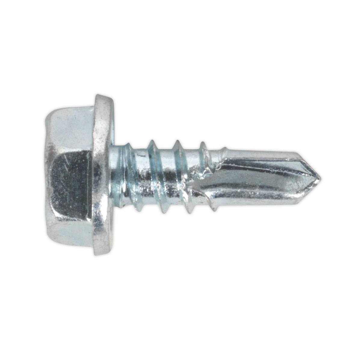 Sealey Zinc Plated Self-Drilling Hex Head Screw 4.8 x 13mm - Pack of 100 SDHX4813
