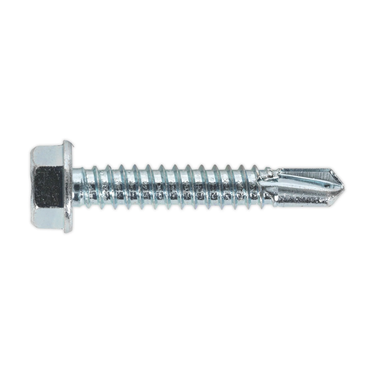 Sealey Zinc Plated Self-Drilling Hex Head Screw 6.3 x 38mm - Pack of 100 SDHX6338