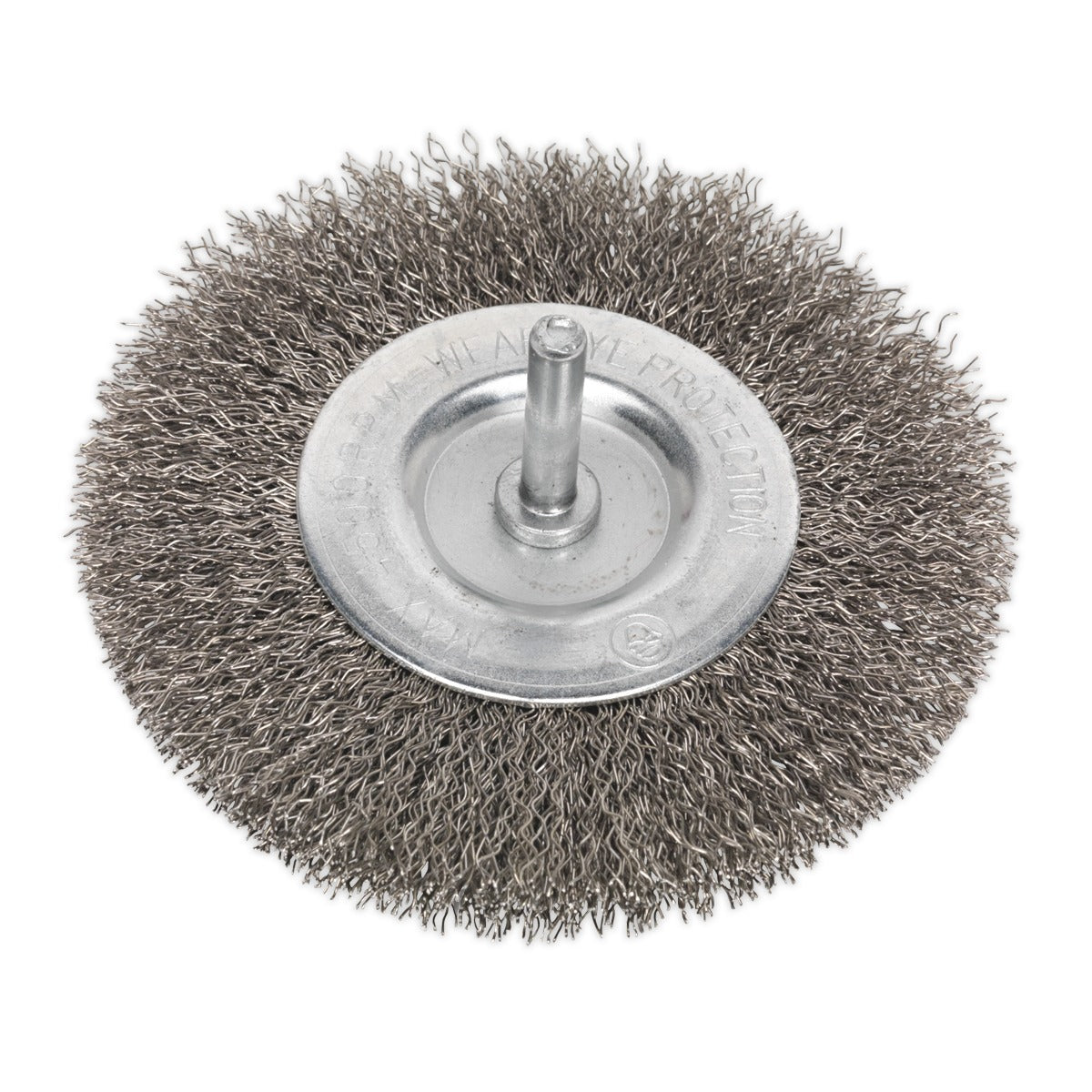 Sealey 100mm Crimped Flat Wire Brush with 6mm Shaft SFBS100