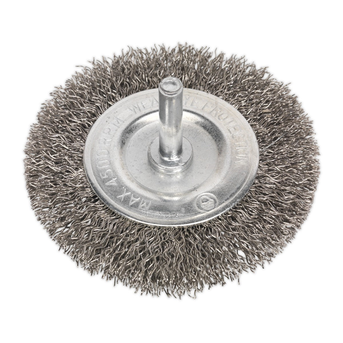 Sealey 75mm Crimped Flat Wire Brush with 6mm Shaft SFBS75