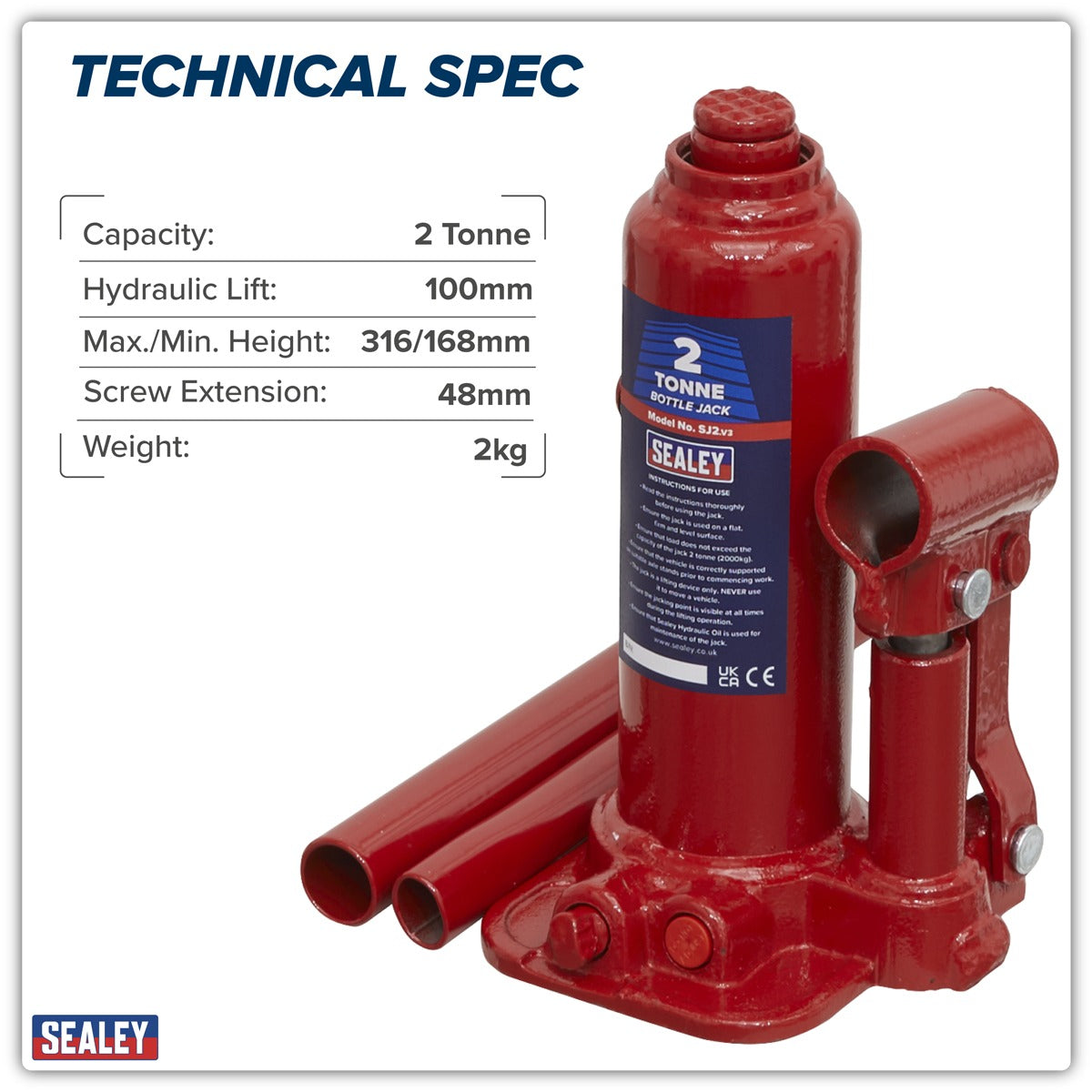 Sealey Bottle Jack 2 Tonne SJ2