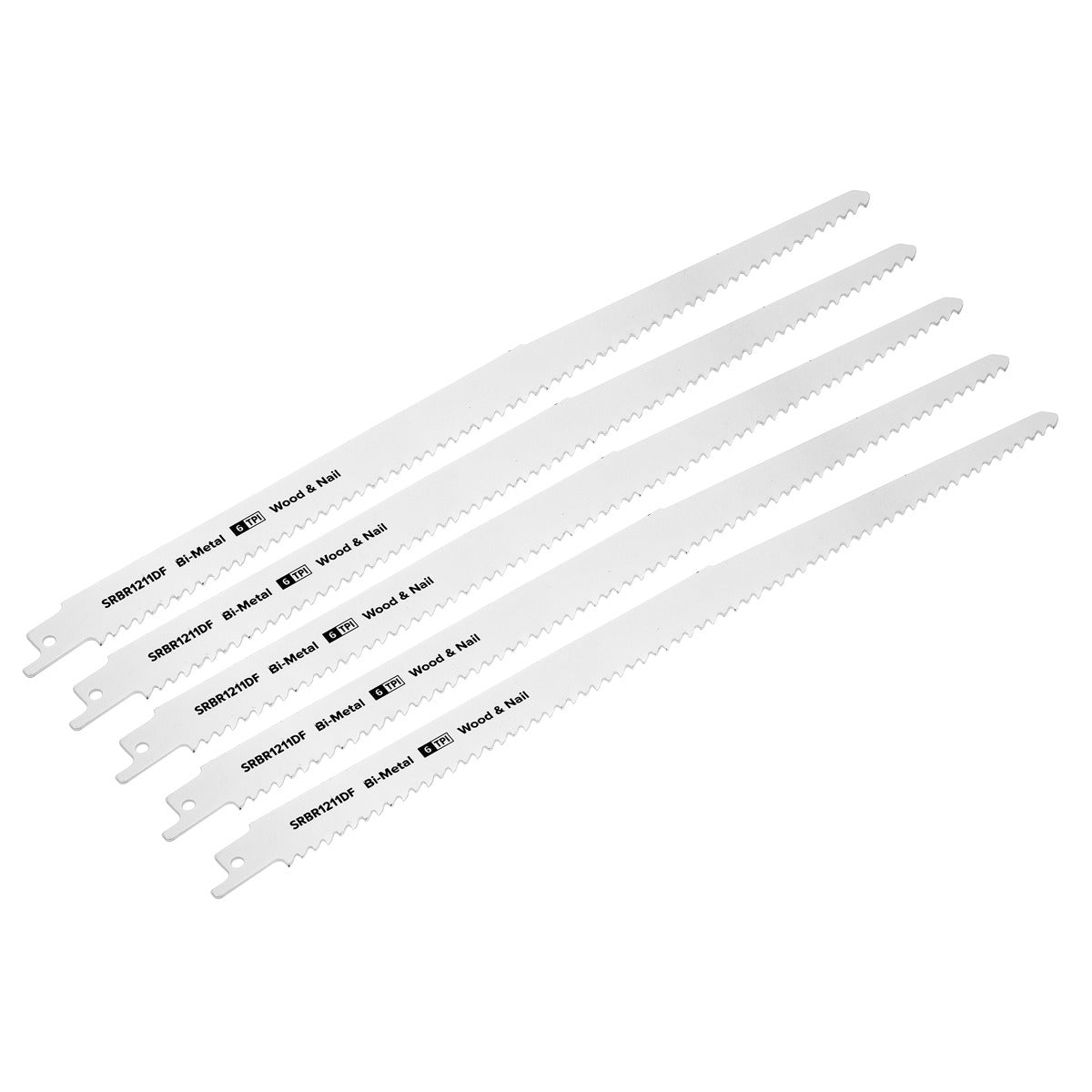 Sealey Reciprocating Saw Blade for Wood & Nails 300mm 6tpi - Pack of 5 SRBR1211DF