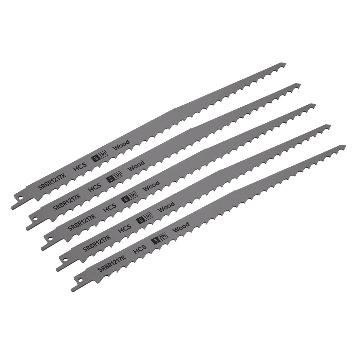 Sealey Reciprocating Saw Blade for Pruning & Coarse Wood 300mm 3tpi - Pack of 5 SRBR1217K