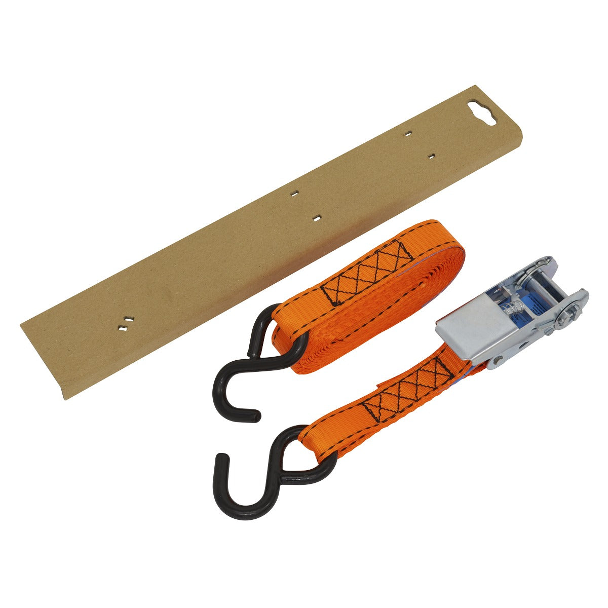 Sealey Ratchet Strap Polyester Webbing S-Hook with Corner Protector 25mm x 5m 600kg Breaking Strength TD0635S