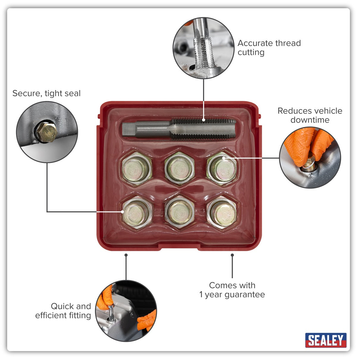 Sealey Oil Drain Plug Thread Repair Set M15 VS615