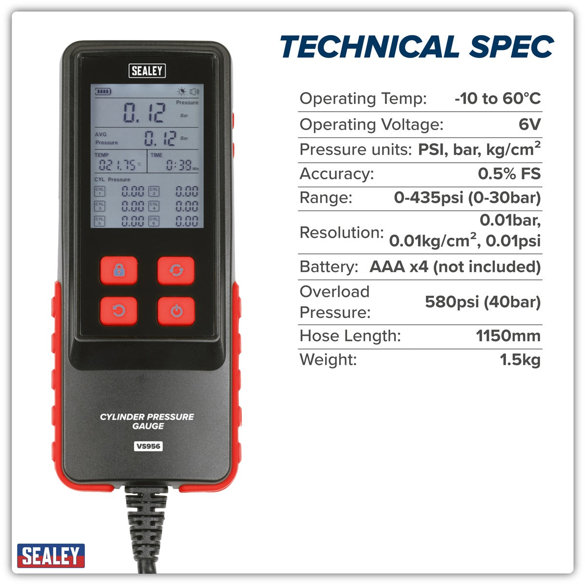 Sealey Digital Compression Test Kit 10pc VS956