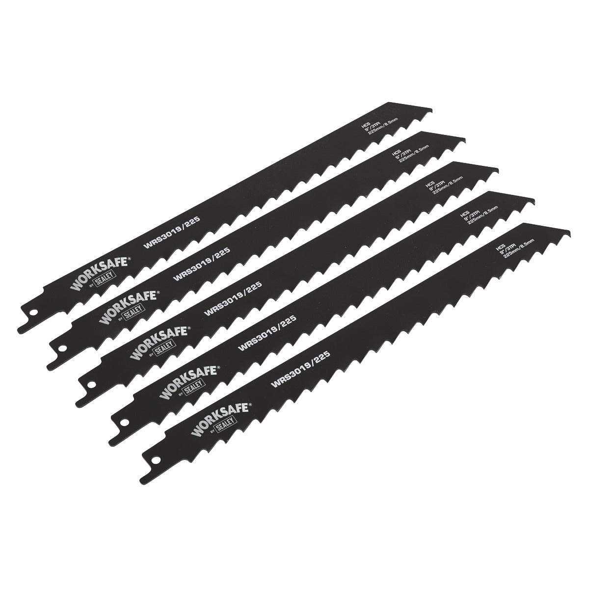 Sealey Reciprocating Saw Blade for Wood 225mm 3tpi - Pack of 5 WRS3019/225