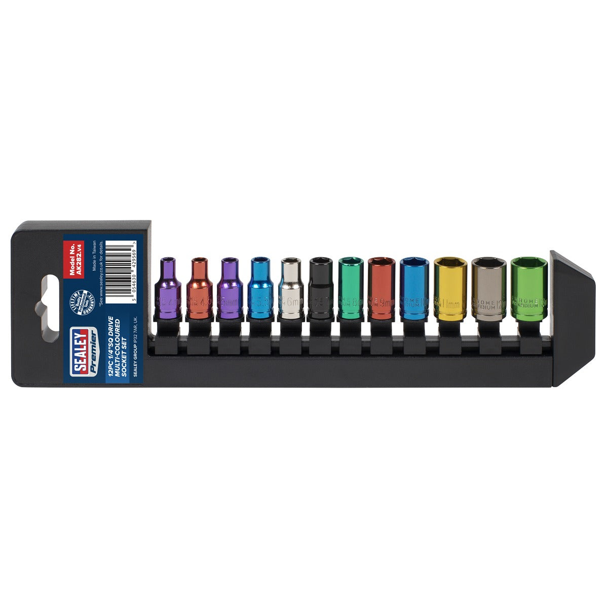 Premier Multi-Coloured Socket Set 1/4"Sq Drive 12pc AK282